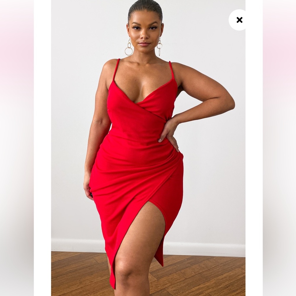 NWT Pretty Little Thing Red Wrap Dress